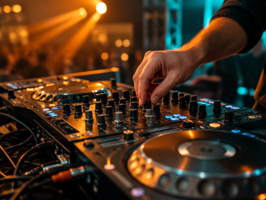 Illustrative dj services & equipment hire scene